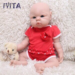 IVITA 19 inch Soft Silicone Reborn Baby Girl Doll Handmade Vivid Silicone Doll